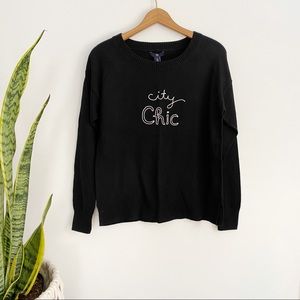 GAP chic chic embroidered crew neck knit sweater